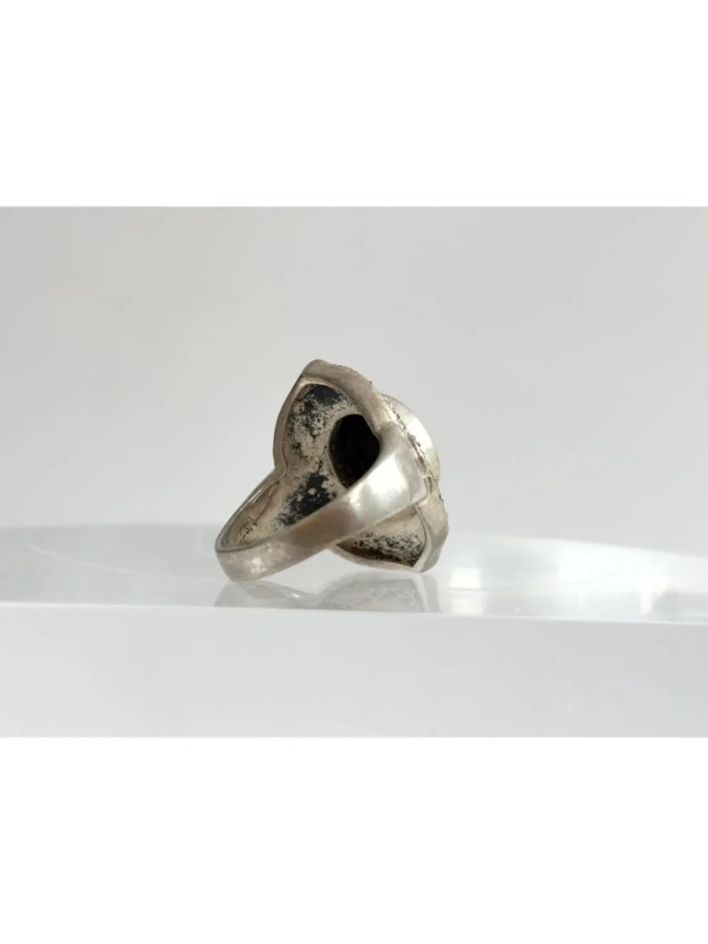 Black Onyx Marcasite Framed Art Deco Sterling Silver 925 Vintage Ring - sz 7.75